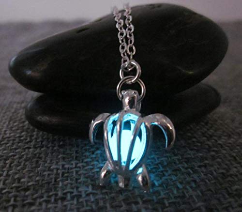 Glowing Necklace,silver Plated Sea Turtle Necklace,glow Necklace,glow in the Dark Necklace,glow in the Dark Jewelry,glow Jewelry