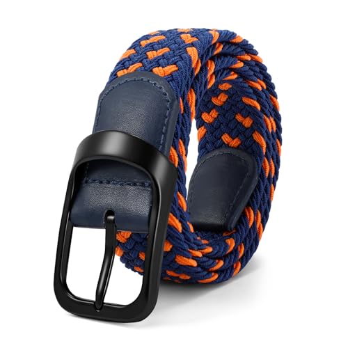 Image of JASGOOD Stretch Belt for Men, Men Women Elastic Woven Braided Belt 1 3 /8 Casual Belt Golf Belt for Jeans Pants