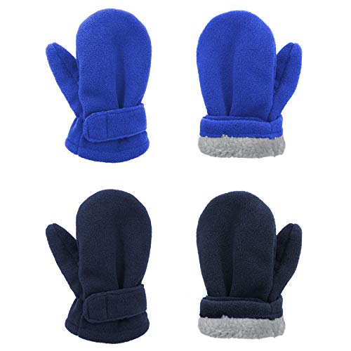Zando Toddler Mittens Winter Warm Baby Mittens Baby Girl Baby Boy Mittens Lined Fleece Gloves Toddler Gloves 2 Pairs Snow Gloves Ski Gloves Unisex Navy & Blue 2-4T