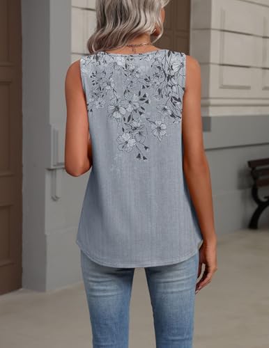 Image of Zeagoo Womens Tank Tops Summer Sleeveless Loose Fit Tops V Neck Pleated Shirts Basic Tees Dressy Casual Trendy Clothes