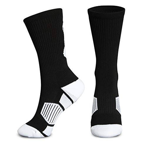 Image of ChalkTalkSPORTS Basketball Socks - Cushioned Mid-Calf Crew - Youth & Adult | Moisture-Wicking Performance Blend, Athletic Basketball Gear, Stay-Up Technology, Arch Support, Breathable, Boys and Men