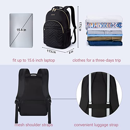 Light Flight Laptop Backpack, Travel Backpack For Women,Stylish Laptop Bag 15.6 Inch,Work Computer Bag With Charger Slot,Bookbag For Work School College Business Trip,Black,Nylon #TOP4