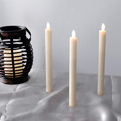 Image of Eldnacele Flameless Taper Candles with Remote and Timer, Battery Operated Real Wax 6 Pack Ivory LED Candles for Dinner Wedding Holiday Decorations