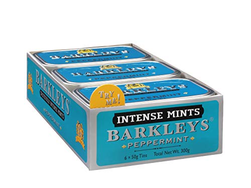Barkleys Peppermint Breath Mints - Breath Mint, Mints Travel Size, After Dinner Mints, Peppermints Breath Freshener, Peppermint Candy in Reusable Classic Travel Tins, Vegan, 6 Pack - 50 Count Each