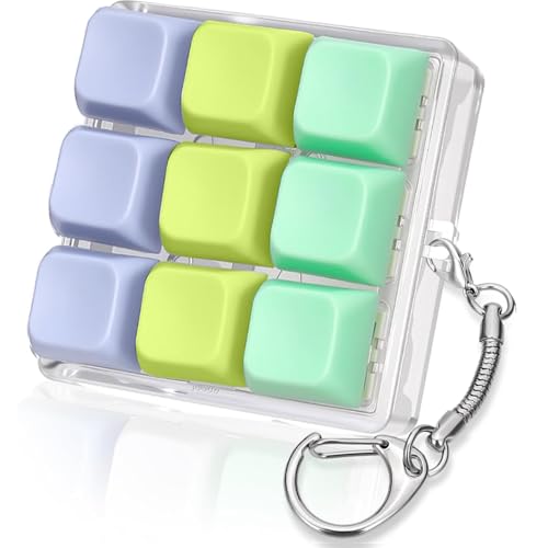 Image of 9 in 1 Keyboard Fidget Toy, Fidget Clicker Keychain Stress Relief Button Toy for Adults, Colorful Macaron Stress Relief Gifts for Stress Relief and Pass Time