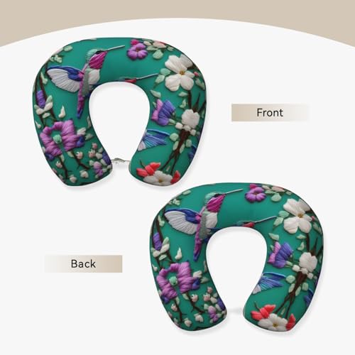 Almohada de viaje con bordado y soporte para cuello miniatura 3