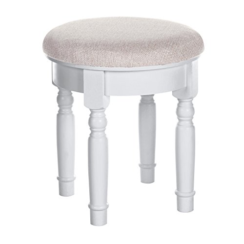 SONGMICS Vanity Makeup Dressing Stool, Padded Bench with Rubberwood Legs, Holds 286 lb