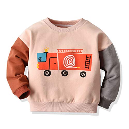 1-6Y Children Kids Baby Boys Sweatshirt Tops Long Sleeve Print Splice Shirt Tee Clothes (????Khaki, 5-6 Years)