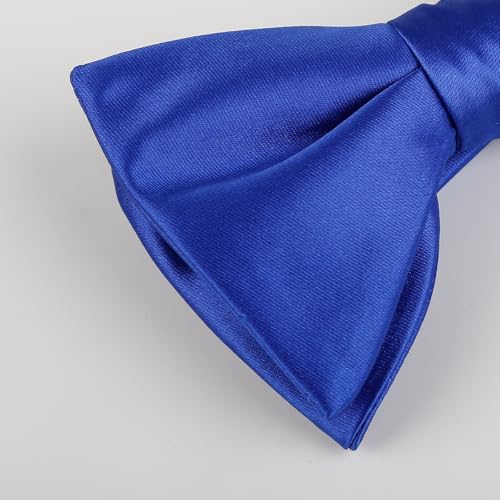 Image of Alizeal Mens 4pcs Formal Solid Bow Tie Set | Pre-tied Pocket Square Cufflinks Boutonniere for Wedding Everyday Use