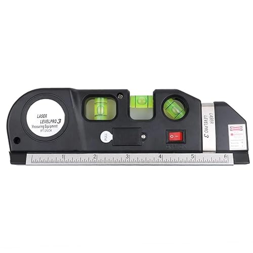 Retoo Livella Laser Manuale Mini Con 3 Bolla Luce Laserino Orizzontale Verticale Incrociata Nastro 250Cm Righello Misuratore Manuale Cm Pollici Piedi - 2