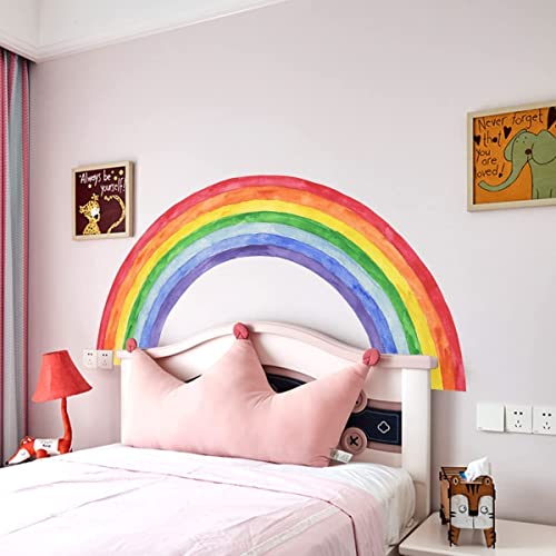 70.8 X 33.9 Inch Watercolor Large Rainbow Wall Decals Vinyl Rainbow Wall Decals Waterproof Rainbow Wall Sticker Peel And Stick Rainbow Decals With Scraper For Girls Kids Bedroom Nursery Playroom Decor #TOP2