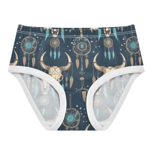 Wusikd Bull Skull Horns Girls' Underwear Cotton Dream Catcher Girls Briefs Soft Toddler Underwear 2T