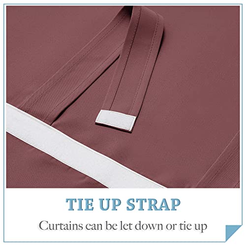 RYB HOME Blackout Door Curtain - Privacy Thermal Insulated Tricia Door Cover Room Darkening Window Curtains for Patio French Door Front Door Tie up Shade, W26 x L69 inch, 1 Panel, Wild Rose