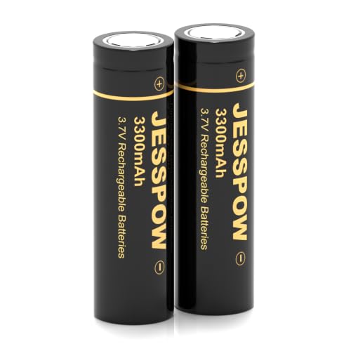 3.7V Rechargeable Battery 3300mAh Flat Top Rechargeable Batteries for Flashlight Headlamp (2 Pack 18 X 65mm)