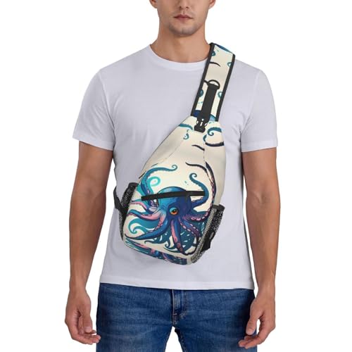 Mochila bandolera con diseño pulpo azul y púrpura miniatura 7