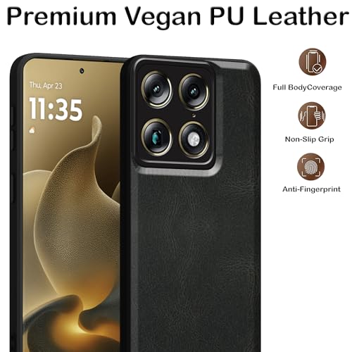 Image of amazon basics Back Cover for Moto Signature 5G | Ultra Slim Soft Rubberised Case | Oil Feel Soft Leather Back | Camera Protection - Black