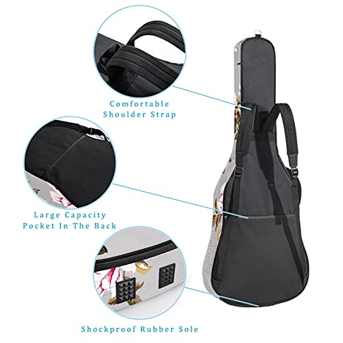 Sac de guitare acoustique rembourrage épais étanche double bandoulière réglable étui de guitare sac de transport, fleur… - Les Beatles, Paul McCartney, John Lennon, RIngo Starr, George Harrison Sac de guitare acoustique rembourrage épais étanche double bandoulière réglable étui de guitare sac de transport, fleur… – Image 4