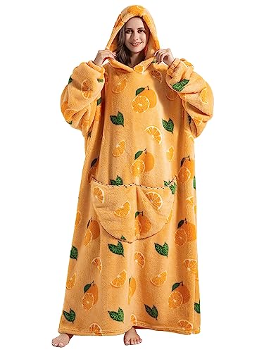 JOREAY Extra Long Blanket Hoodies for Women Men Oversized Snuggle Fleece Wearable Fluffy Blanket