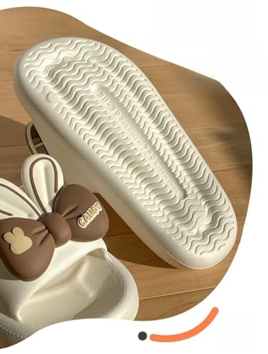 Cute Rabbit Bow Women's Summer Slipper Sandals,Non-Slip Thick Sole Home Bathroom Outdoor Indoor Comfort Sandals3