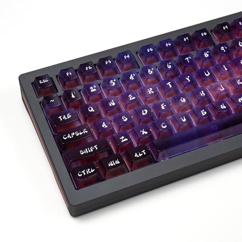 Juego de teclas de teclado brillantes moradas transparentes de 119 piezas perfil Cherry
