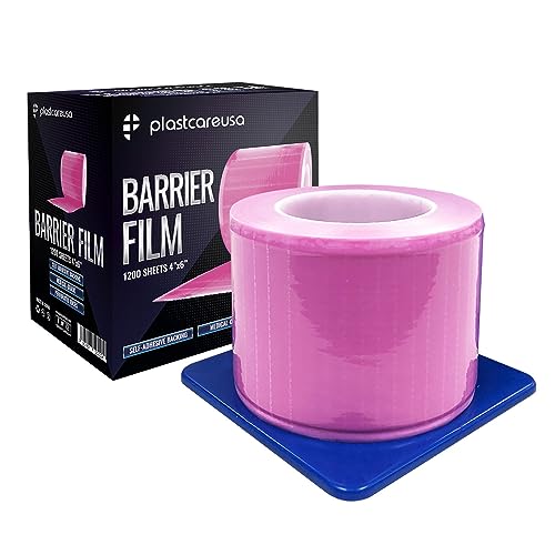 Pink Barrier Film Roll 4"x6" - Protective Dental Barrier Film for Dental, Medical, Tattoo - Perforated Adhesive Barrier Tape Sheets (1 Box of 1200 Sheets) by PlastCare USA