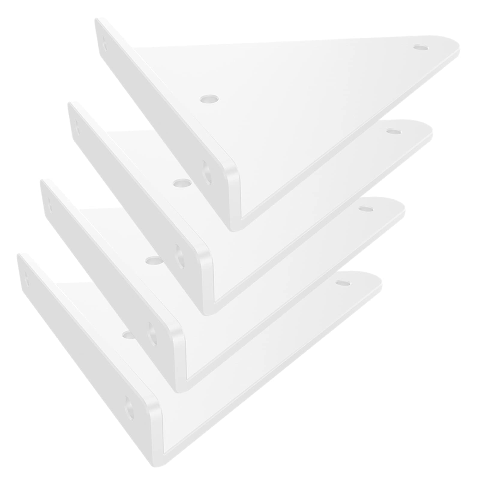 Staffe per Mensole Triangolari 4 Pezzi Staffe per Mensola Galleggianti a Parete Supporto per mensole in Metallo con Accessori di Montaggio (280mm,White)