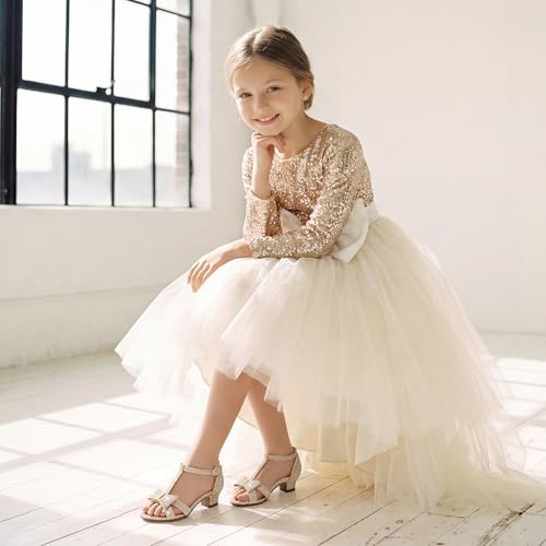 Image of Walofou Girls Dress Shoes Girls Heels Flower Girl Shoes Toddler Little Kid