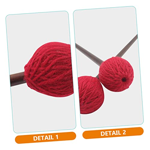 1 par de baquetas para marimba con mango rojo para práctica de tambor de lengüeta, baquetas suaves de hilo para principiantes y profesionales miniatura 4