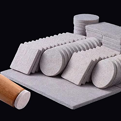 Bosdontek Filzgleiter Selbstklebend, 182 Stück Filzgleiter für Stühle Profi Möbelgleiter Filz Pads 5 mm Dicke Filz für Stühle Bodengleiter , Effektiver Schutz Ihrer Möbel & Holzfußböden(Eckig+Rund) Cover