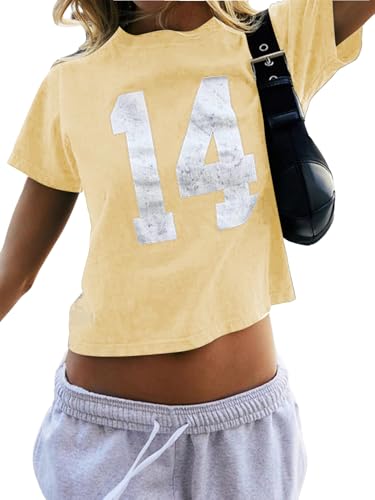 Image of SOLY HUX Girl's Number Graphic Tees Short Sleeve Y2k Tops Jersey Shirts