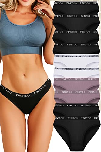 Damen-Slips aus Baumwolle, atmungsaktive Unterwäsche, Logo-Sportunterwäsche, weiche und sexy Slips, Sport-Slips, Bikini-Slips, M, Multipack mit 10