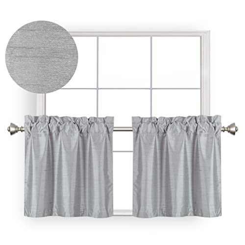 Home Queen P-FS-TIER-3024-GREY Faux Silk Rod Pocket Tier Curtains thumb #7