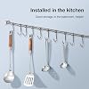 Z·Bling 30CM/5Hooks Crochets Barre Ustensile Cuisine Support Mural Barre Cuisine Porte Ustensile Cintre Patère Tube Barre Serviette Manteau en SUS304 Acier INOX Barre de Suspension pour Cuisin