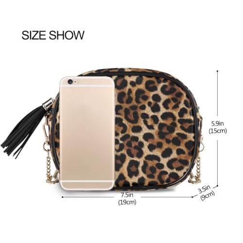 Image of ALAZA Women's Leopard Print Animal Skin PU Leather Crossbody Bag Shoulder Purse with Tassel