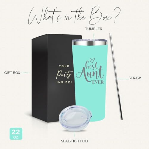 Your Dream Party Shop Best Aunt Ever Gifts - 22 Oz Engraved Tumbler- Great New Aunt Gift, Auntie Birthday Gift for Women, Ideal Mothers Day Gifts by Your Dream Party Shop - Used condition - US$15.90