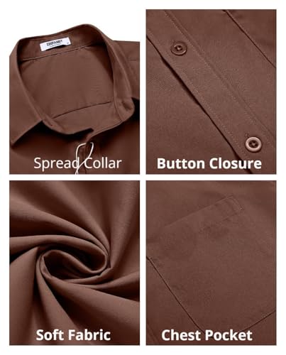 Image of COOFANDY Mens Short Sleeve Casual Button Down Shirts Summer Untucked Dress Shirts with Pocket