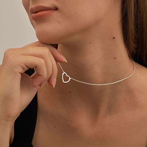 Misearo Gold Heart Necklaces For Women,Tiny 14K Gold Trendy Necklace Gold Hollow Heart Necklace For Women - Dainty And Minimalist Open Heart Pendant Chain Necklace #TOP3