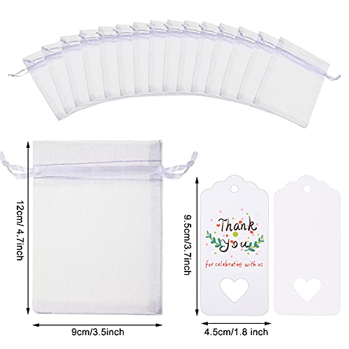 image for Boao Angel Design Keychain Favors Set White Organza Gift Bags Thank Yo