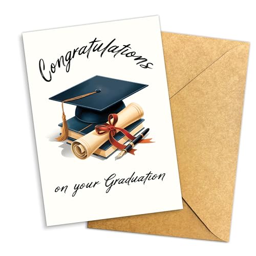 (8x5.3 Inch) Graduation Card Congratulations Graduate Gift With Envelope