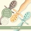Upward Baby Spoons Self Feeding 6+ Months - 3 Pack, Chewable Toddler Utensils with Anti Choke Barrier, Baby Feeding Essentials, Baby Spoons 4 months, Silicone Spoons, Red White Blue #1