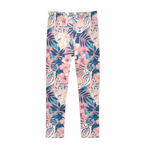 Tigers Print Hawaiian Kids Baby Girls Basic Leggings Soft High Waisted Dance Pants Gym
