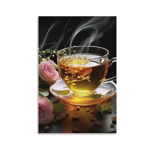 Toile murale tasse de thé pour ambiance zen de chambre