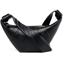 2025 New Genuine Leather croissant,crossbody crescent bag,shoulder chest bag,sheepskin croissant,crossbody bag Black,Large