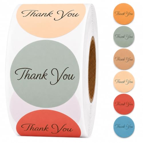 500 Neutral Thank You Stickers, 1.5 Inch Round Beige and Earth Tone Labels