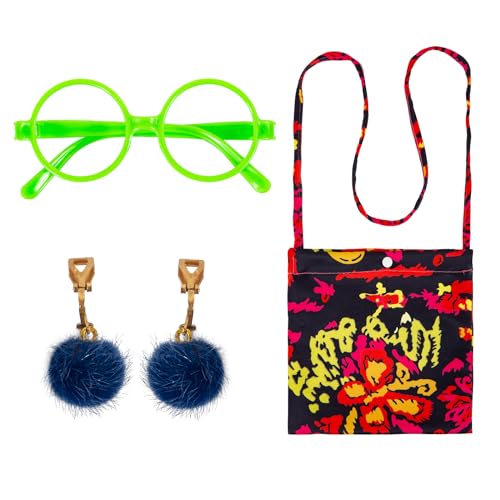 Encanto Purse Maribel Purse Set for Girls Maribel Earrings Dress Up Bag Green Glasses Blue Earrings Halloween Costume Accessories for Mirabel Dress Up Costume Accessorie