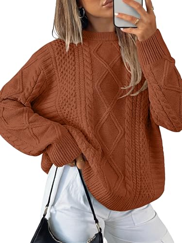 ANRABESS Sweaters for Women Oversized Cable Knit Fall Long Sleeve