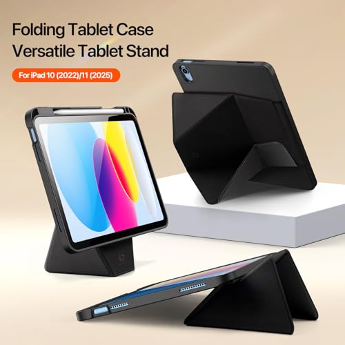 Image of ProElite Versatile Tablet Stand case for Apple iPad A16 10th /11th Gen Case, Smart flip Case with Stable Stands with Pencil Holder for iPad A16 10th /11th Gen, Black