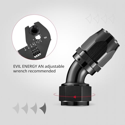Image of EVIL ENERGY 16AN Hose End Fitting 45 Degree Swivel for CPE Braided Hose Black 2PCS