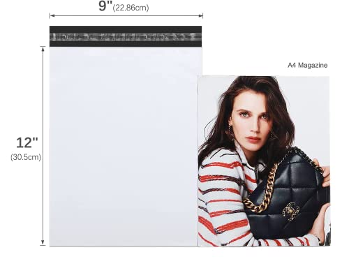 Metronic Poly Mailers 9X12 100 Pcs | Durable Shipping Bags For Clothes 9X12 | Plastic Mailers Poly Bags For Small Business | Thick And Tear-Proof Mailing Envelope Bags | Package Bags White #TOP6