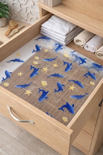 Image of ElastPro (45 cm X 5 m) Printed Shelf Liners for Kitchen Shelves, Drawer Mat, Shelf Liner, Fridge Mats, Kitchen Cabinet Drawer Mat Liner(Fish Print)